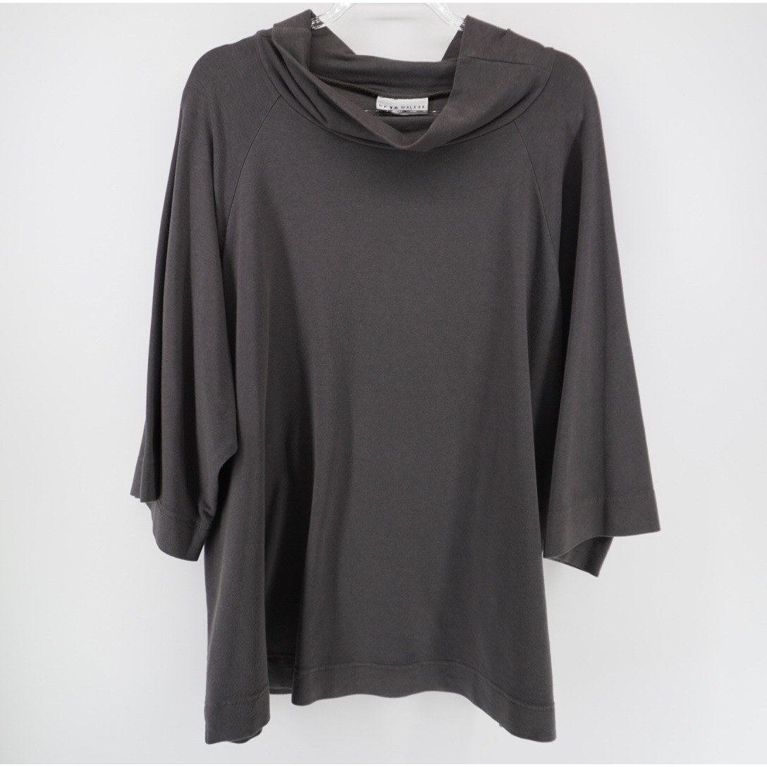Bryn Walker Womens Xl Charcoal Gray Bamboo Organic Cotton Cowl Neck Top Usa